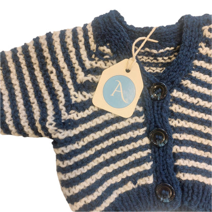 KNITTED STRIPE CARDIGAN - 3 COLOURS 6-12 MONTHS
