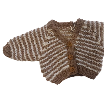 KNITTED STRIPE CARDIGAN - 3 COLOURS 6-12 MONTHS