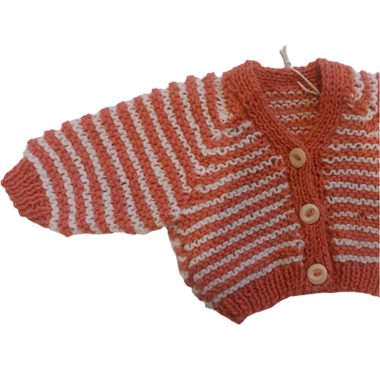KNITTED STRIPE CARDIGAN - 3 COLOURS 6-12 MONTHS
