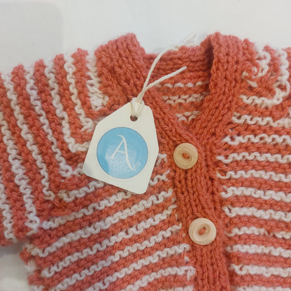 KNITTED STRIPE CARDIGAN - 3 COLOURS 6-12 MONTHS