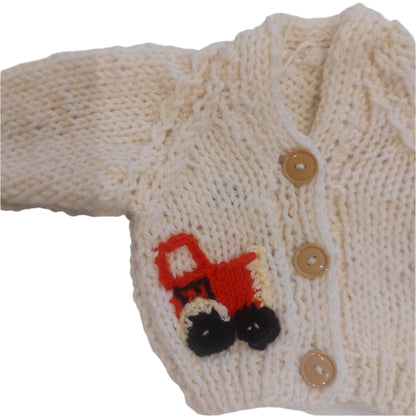 TRACTOR CARDIGAN - CREAM 0-3 MONTHS