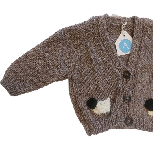 SHEEP CARDIGAN - TAUPE 1-2 YEARS