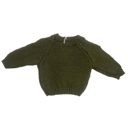 TRACTOR CARDIGAN - OLIVE GREEN 1-2 YEARS