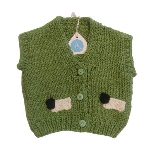 SHEEP VEST - GRASS GREEN 2-3 YEARS