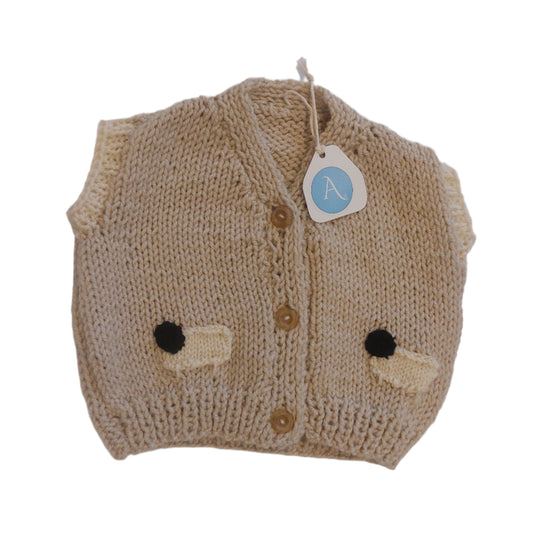 SHEEP VEST - TAUPE CREAM 1-2 YEARS