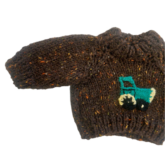 TRACTOR JUMPER - SPECKLED CHOCOLATE 3-6 MONTHS