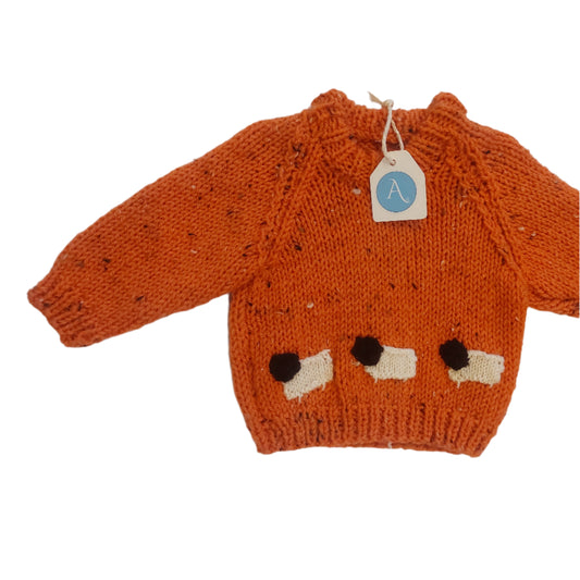 SHEEP JUMPER - SPECKLED ORANGE 1-2 YEARS