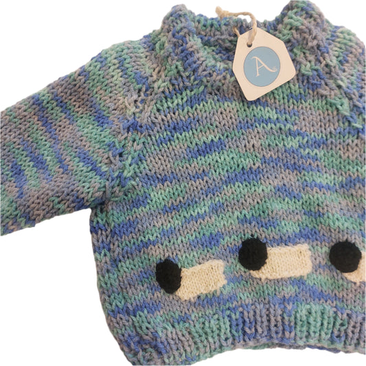SHEEP JUMPER - OCEAN WAVE BLUE 1-2 YEARS