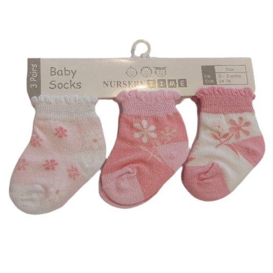 3 PACK BABY SOCKS - PINK