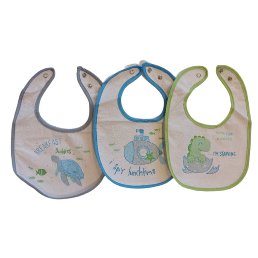 3 PACK MEAL BIBS WITH PEVA BACK