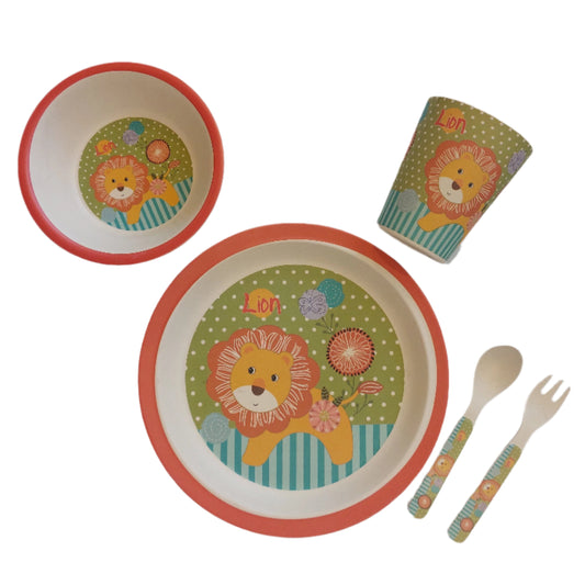 5 PIECES BAMBOO FIBRE MEAL SET - LION
