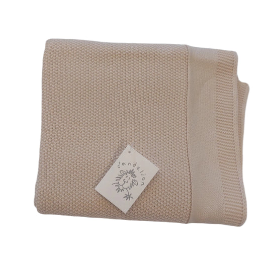 FINE KNIT SOFT BABY RECEIVING SHAWL - NEUTRAL BEIGE | DANDELION