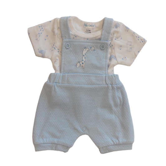 BLUE PREMATURE BABY DUNGAREE 2 PIECE SET