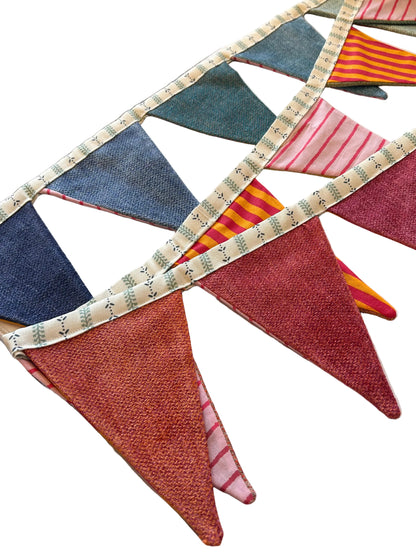 RUBARB & CUSTARD WITH VELVET RAINBOW BACK BUNTING | THE SUSSEX BUNTING COMPANY