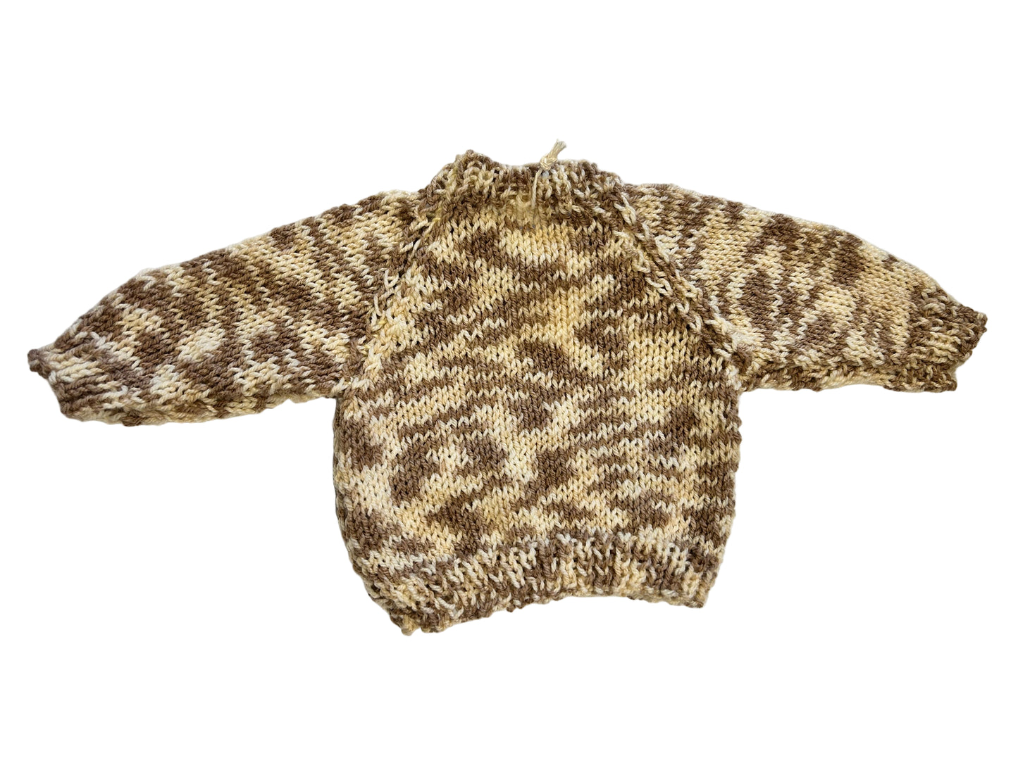 MOTTLED CHOCOLATE CREAM JUMPER WITH SHEEP- 6-9 MONTHS