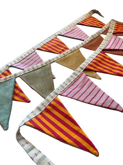 RUBARB & CUSTARD WITH VELVET RAINBOW BACK BUNTING | THE SUSSEX BUNTING COMPANY
