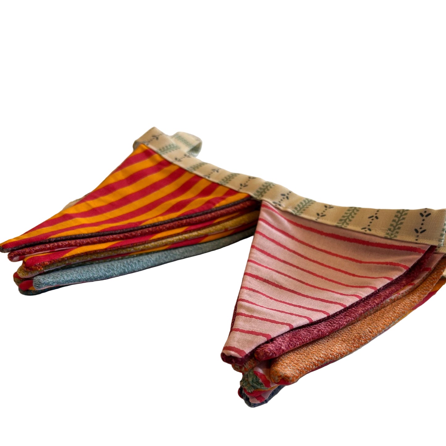 RUBARB & CUSTARD WITH VELVET RAINBOW BACK BUNTING | THE SUSSEX BUNTING COMPANY