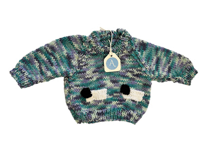 OCEAN WAVE COLOUR JUMBLE JUMPER WITH SHEEP- 6-9 MONTHS