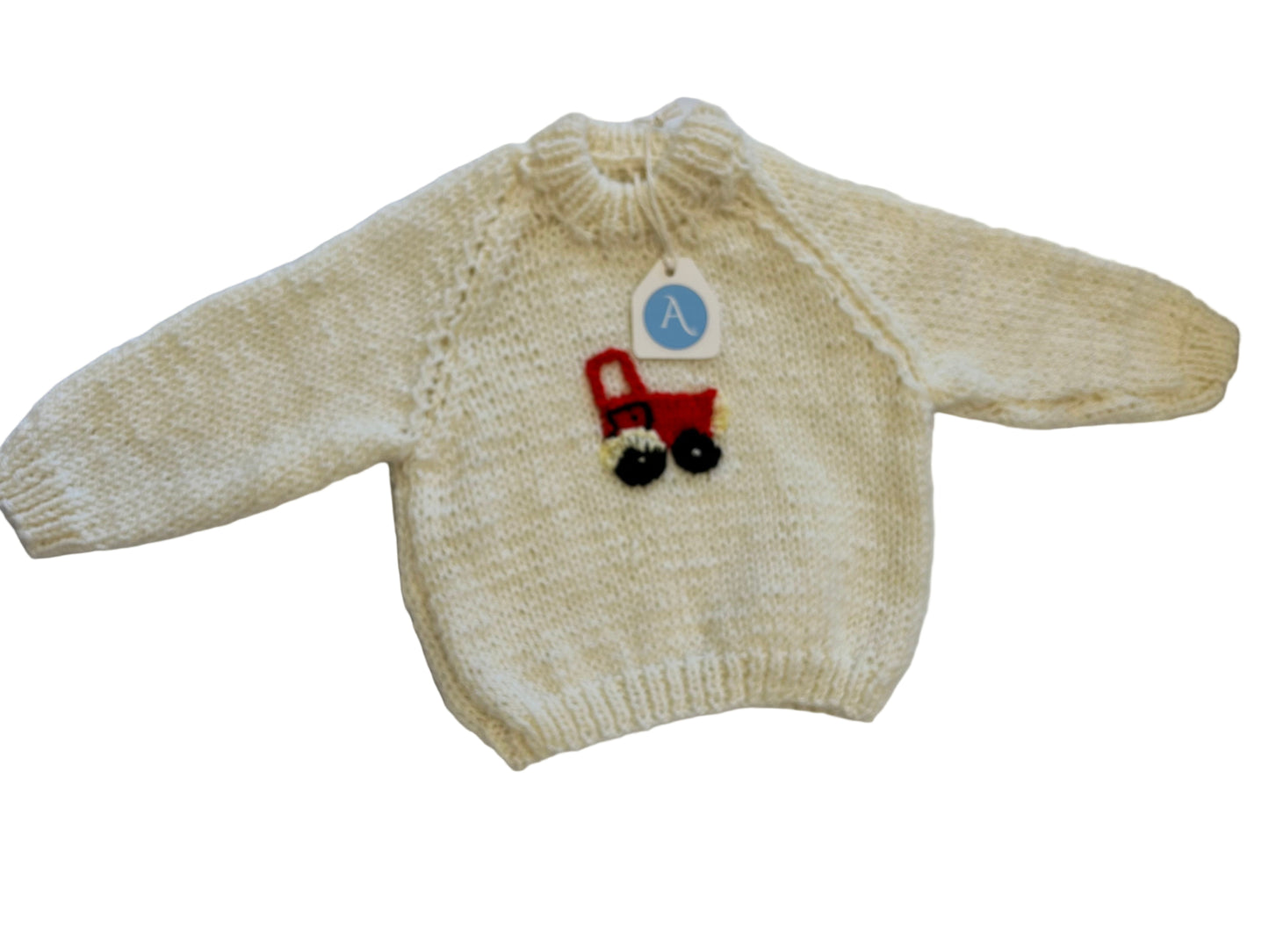 CREAM JUMPER WITH RED TRACTOR - 1-2 YEARS