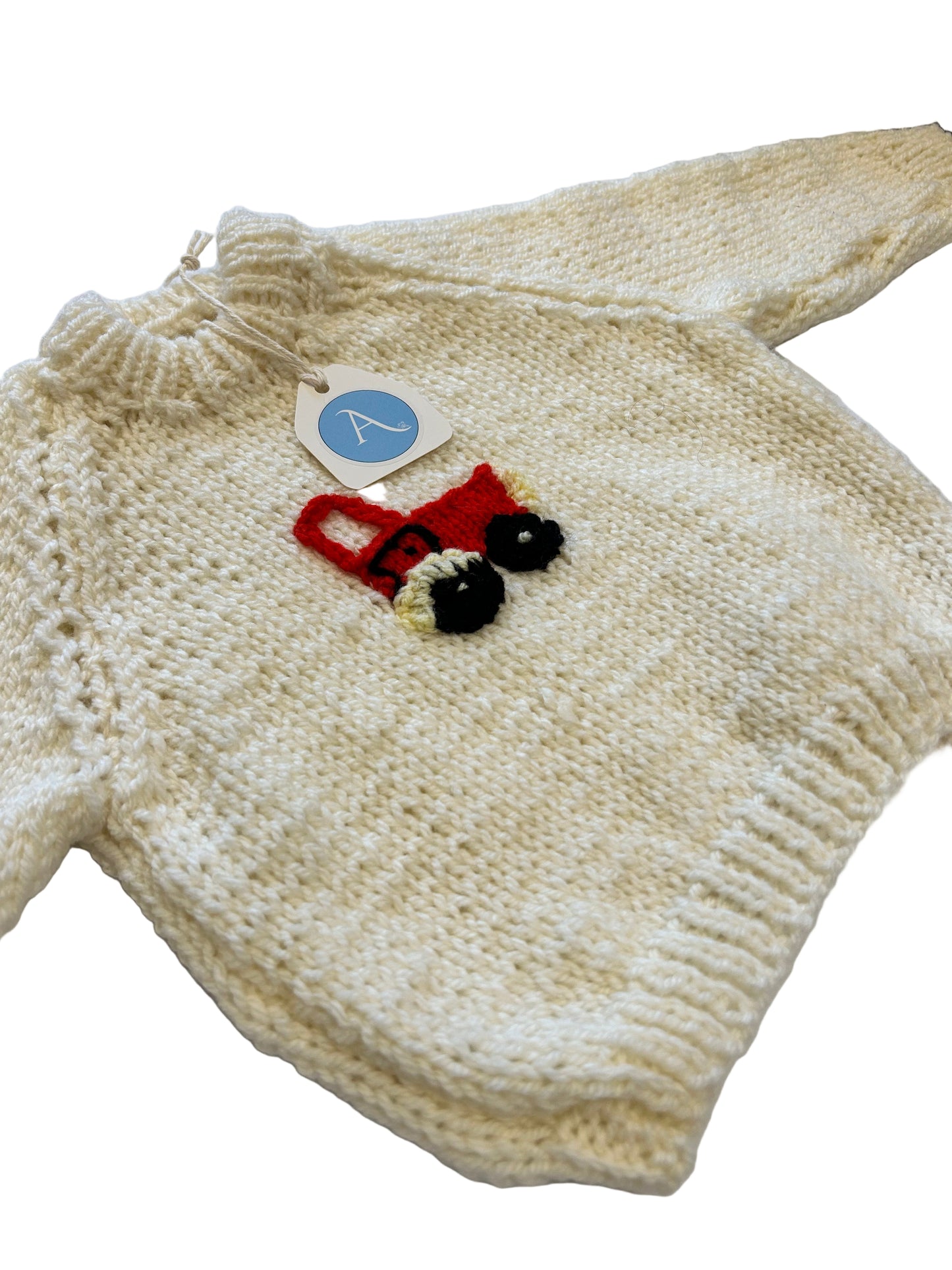 CREAM JUMPER WITH RED TRACTOR - 1-2 YEARS