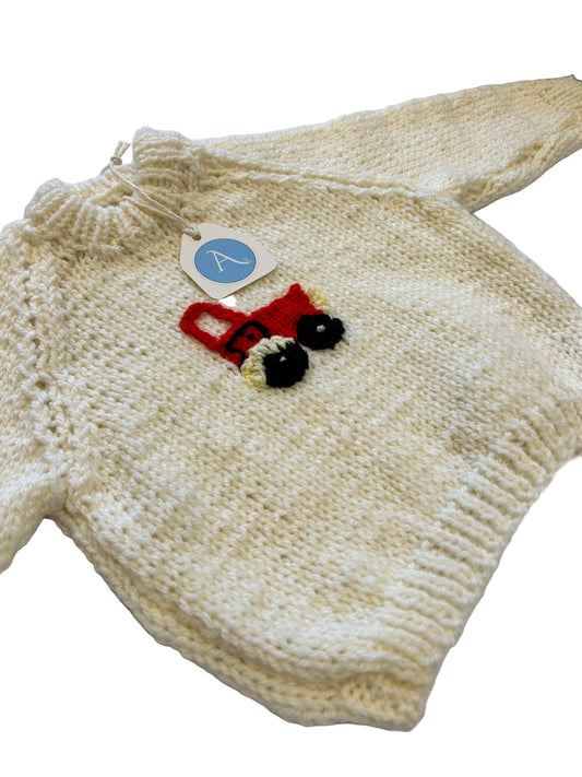 CREAM JUMPER WITH RED TRACTOR - 1-2 YEARS