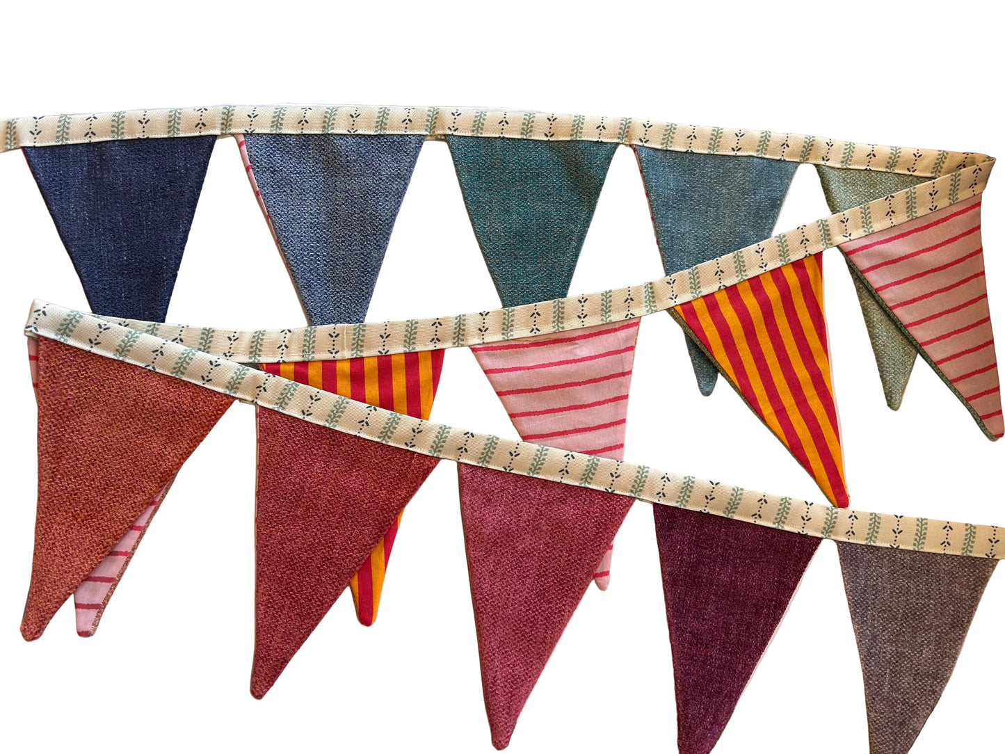 RUBARB & CUSTARD WITH VELVET RAINBOW BACK BUNTING | THE SUSSEX BUNTING COMPANY