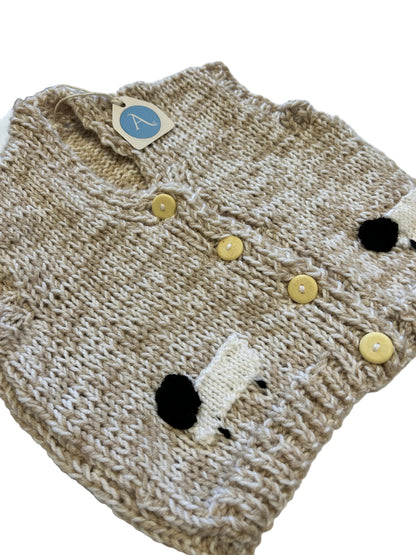 TAUPE SHEEP GILET - 2-3 YEARS