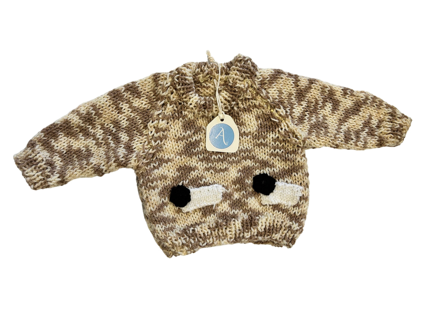 MOTTLED CHOCOLATE CREAM JUMPER WITH SHEEP- 6-9 MONTHS