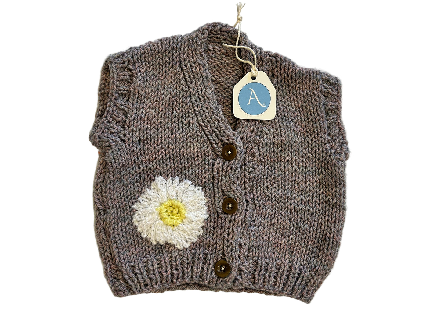 MAUVE WITH DAISY BUTTON UP GILET - 6-9 MONTHS