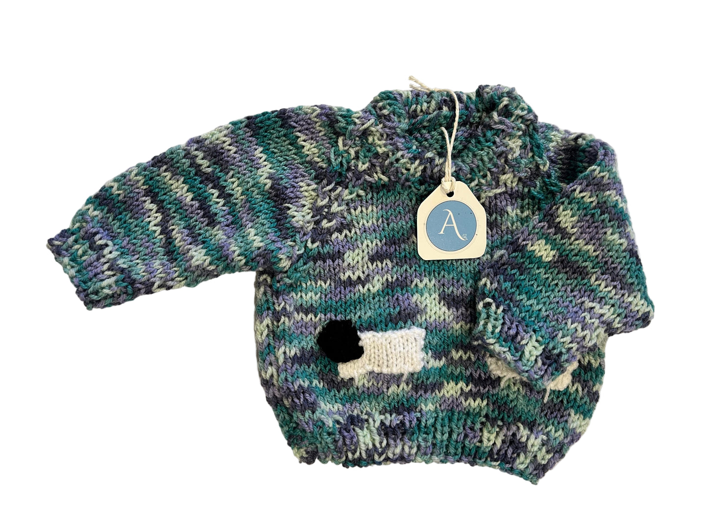OCEAN WAVE COLOUR JUMBLE JUMPER WITH SHEEP- 6-9 MONTHS