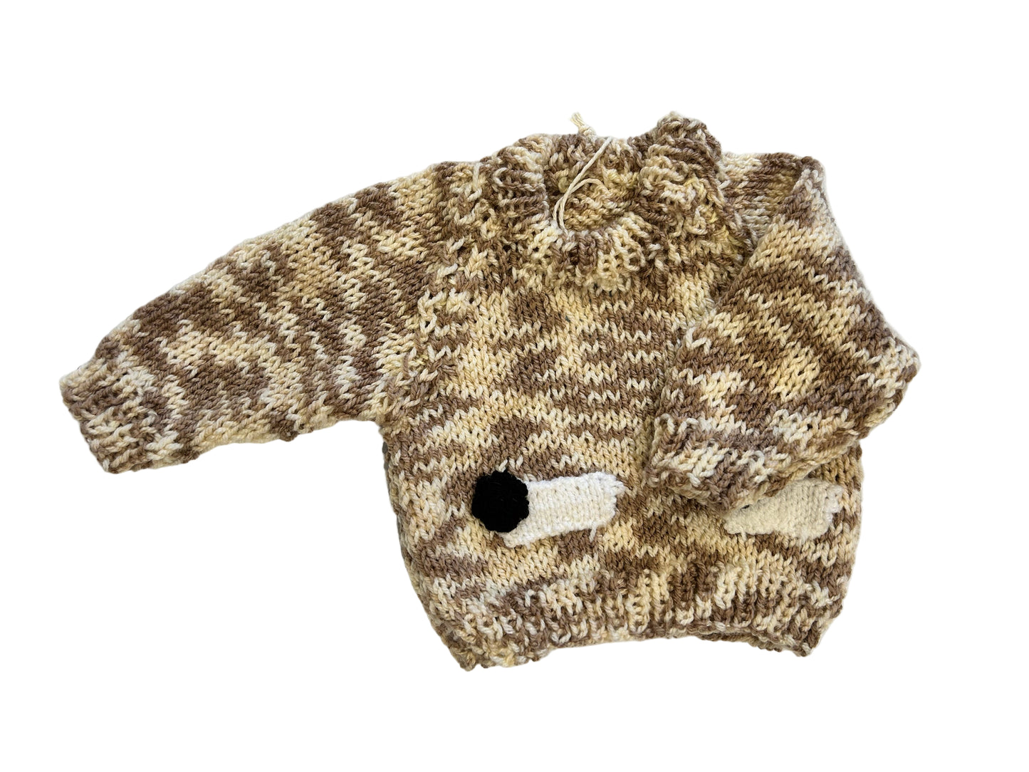 MOTTLED CHOCOLATE CREAM JUMPER WITH SHEEP- 6-9 MONTHS