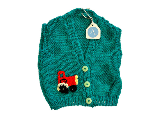 GREEN WITH RED TRACTOR GILET - 9-12 MONTHS