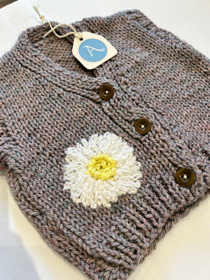 MAUVE WITH DAISY BUTTON UP GILET - 6-9 MONTHS