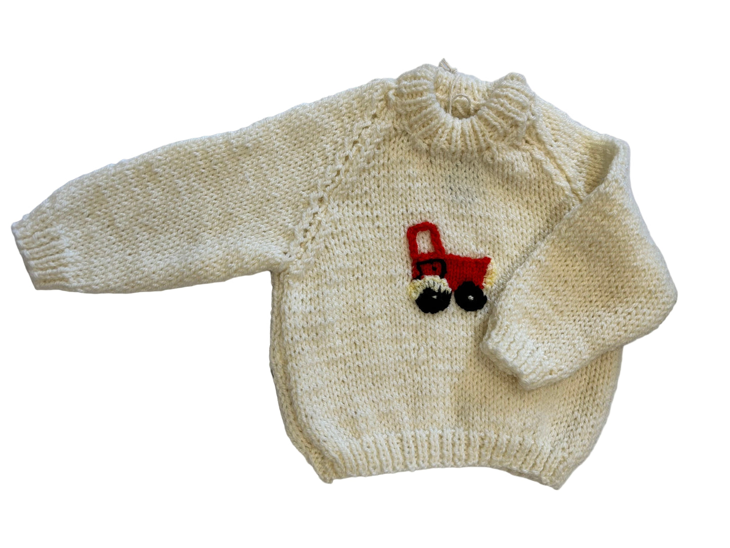 CREAM JUMPER WITH RED TRACTOR - 1-2 YEARS