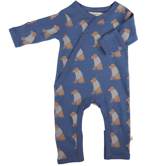 ORGANIC COTTON SLEEPSUIT - NAVY LABRADOR, 0-12 Months