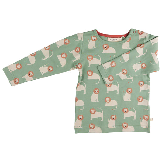 ORGANIC COTTON BASIL LION LONG SLEEVE T-SHIRT - BABY & TODDLER 0-3 YEARS