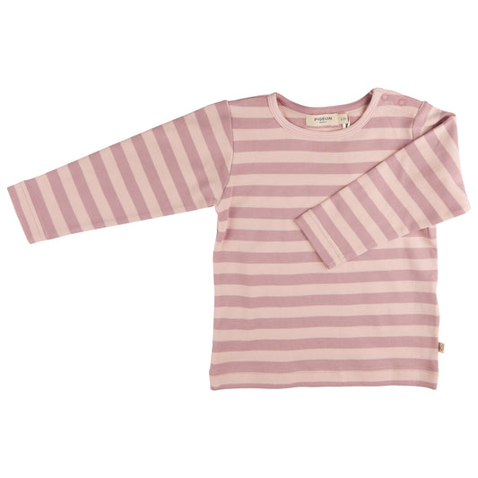 ORGANIC COTTON PINK BRETON STRIPE LONG SLEEVE T-SHIRT - BABY & TODDLER 0-3 YEARS