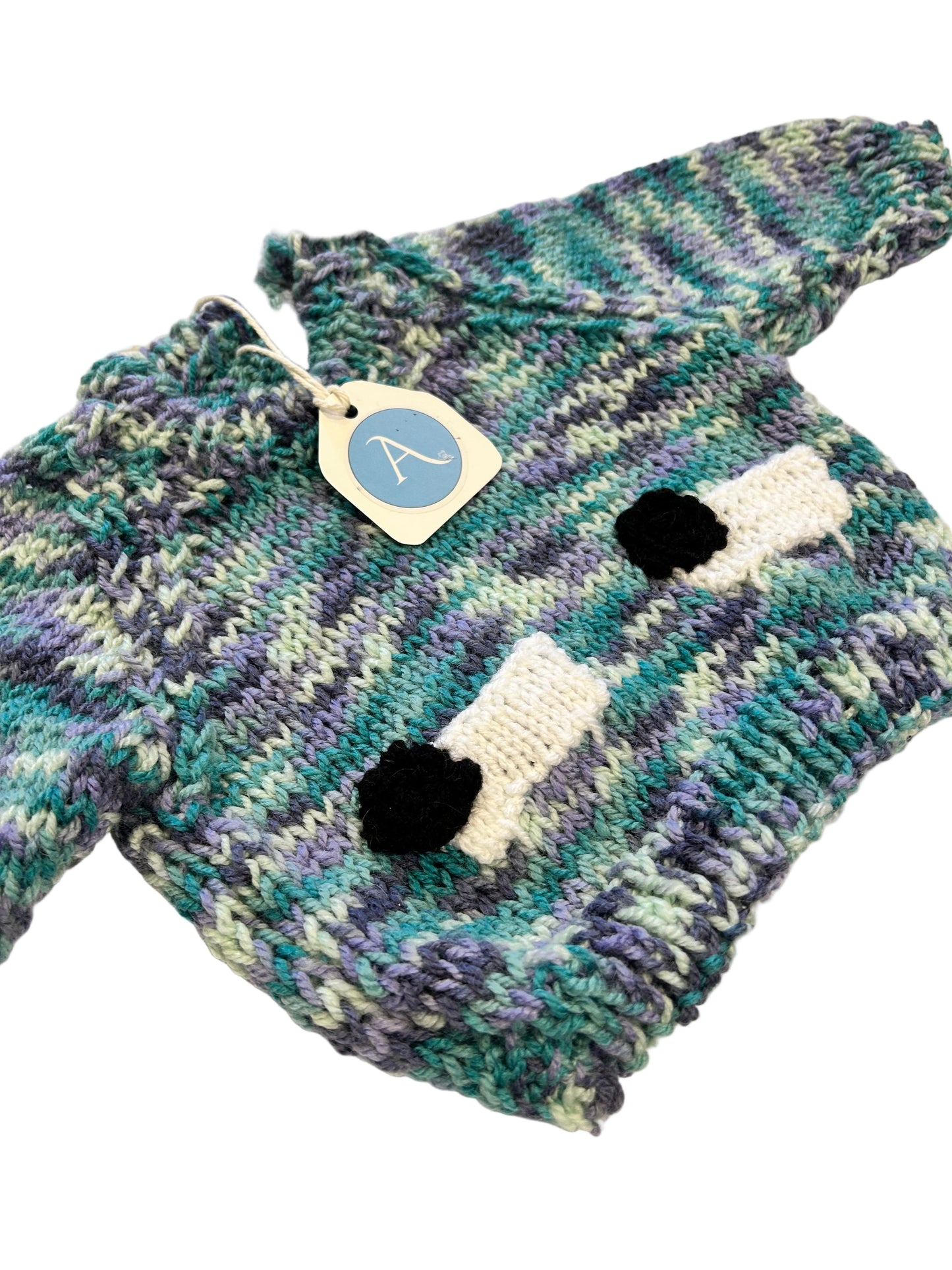 OCEAN WAVE COLOUR JUMBLE JUMPER WITH SHEEP- 6-9 MONTHS