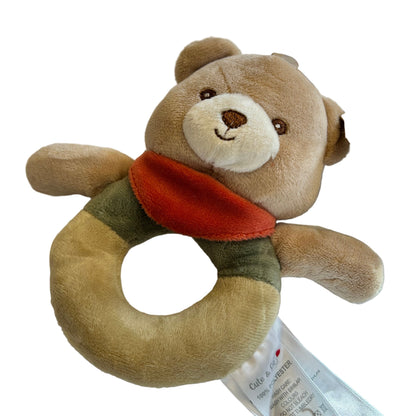 CHRISTMAS TEDDY WITH SCARF RATTLE RING