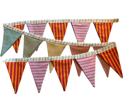 RUBARB & CUSTARD WITH VELVET RAINBOW BACK BUNTING | THE SUSSEX BUNTING COMPANY