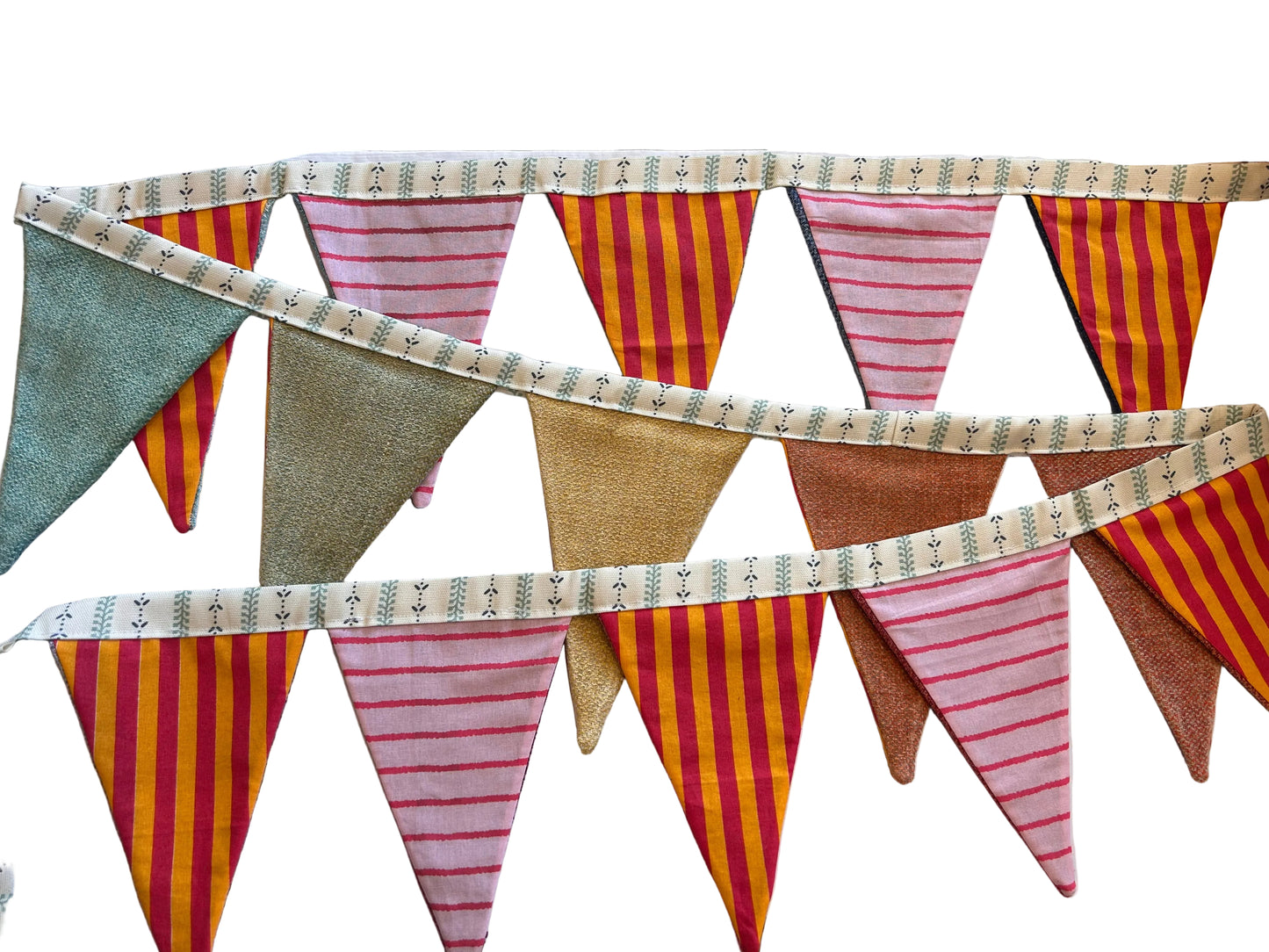 RUBARB & CUSTARD WITH VELVET RAINBOW BACK BUNTING | THE SUSSEX BUNTING COMPANY