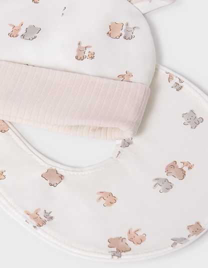 BABY 3 PIECE NEUTRAL UNISEX GIFT SET - SLEEPSUIT, HAT & BIB | MAYORAL