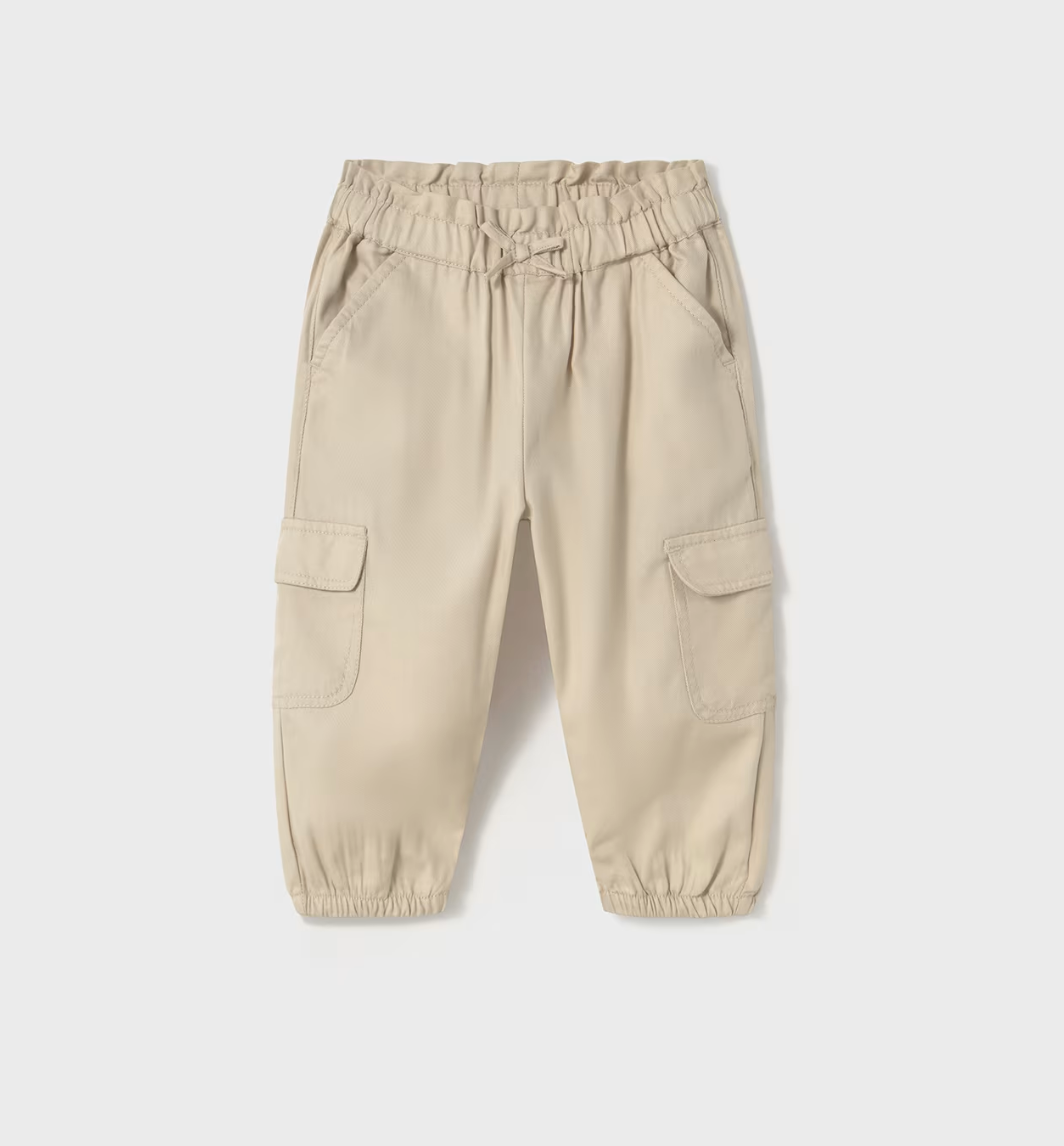 BABY BEIGE STRETCHY WAIST CARGO TROUSERS | MAYORAL 