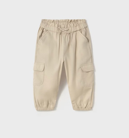 BABY BEIGE STRETCHY WAIST CARGO TROUSERS | MAYORAL 