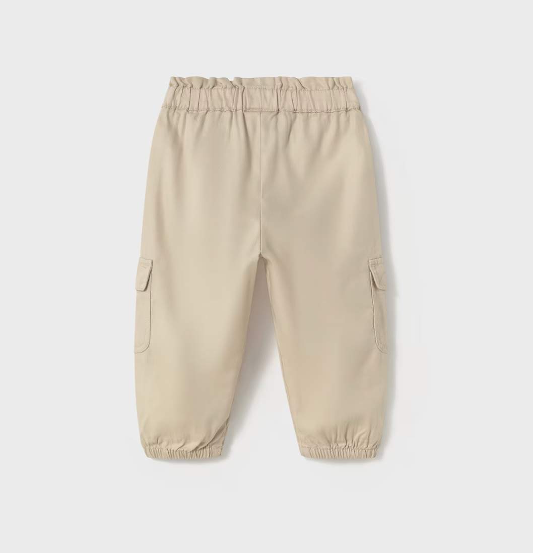 BABY BEIGE STRETCHY WAIST CARGO TROUSERS | MAYORAL 