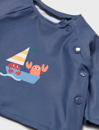 BABY BOY BLUE SWIM BEACH SET - SUN PROOF TOP, SHORTS AND HAT | MAYORAL