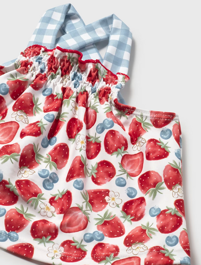 BABY GIRLS STRAWBERRY SWIM BEACH SET - HAT, TOP AND KNICKERS | MAYORAL