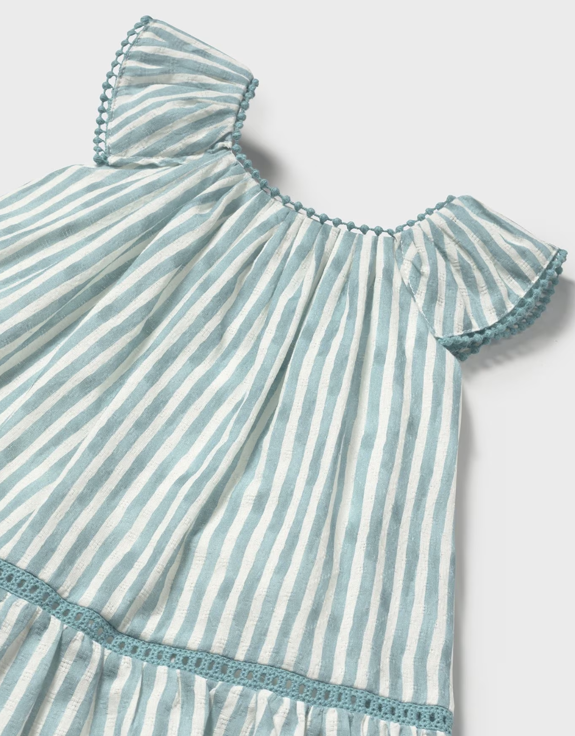 Striped dress with ruffled sleeves. BABY GIRLS SUMMER BLUE STRIPE DRESS | MAYORAL 