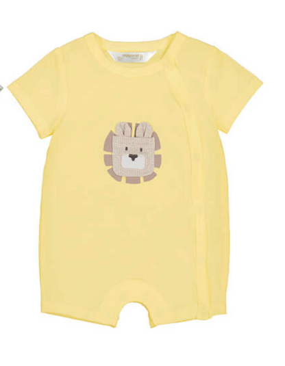 Mayoral Yellow baby romper with lion design 