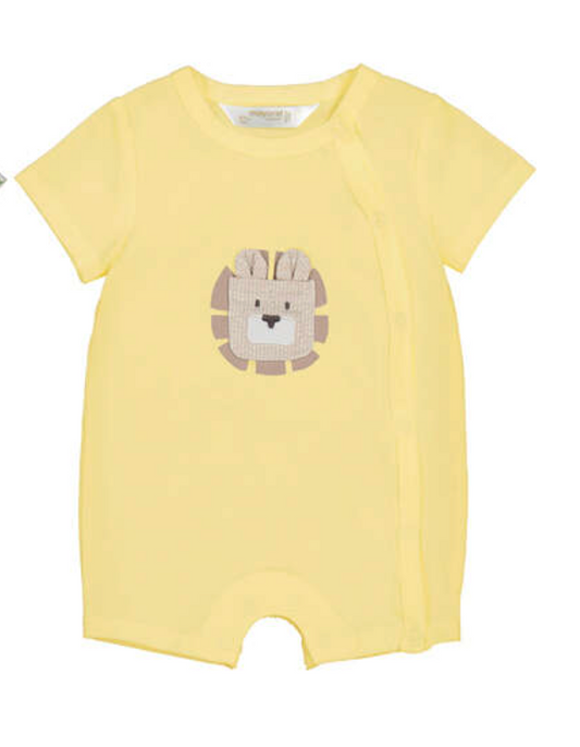 Mayoral Yellow baby romper with lion design 